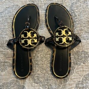 Tory Burch Black and Gold Sandals